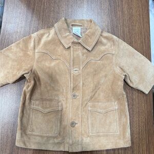 Boys GYMBOREE light Brown Suede leather SHIRT JACKET  6-9 months with buttons